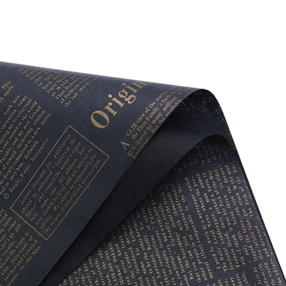 20 Vintage English Newspaper Flower Wrapping Paper Waterproof Flower Bouquet Wrapping Paper Flower Wrapping Materials DIY Crafts Gift Wrapping or Gift Box Wrapping Paper27.5*19.6 inch (Gold