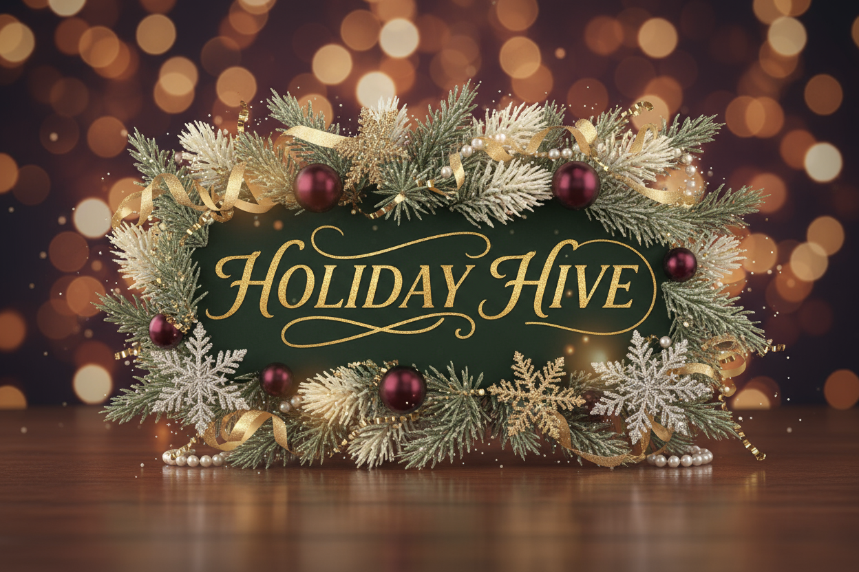 a festive and elegant background that says holiday hive